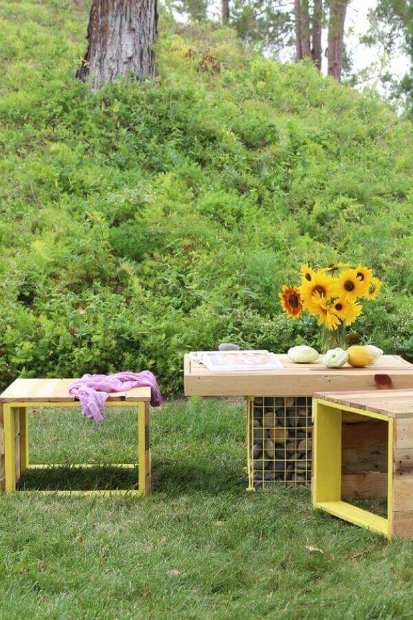 Bench And Gabion Table