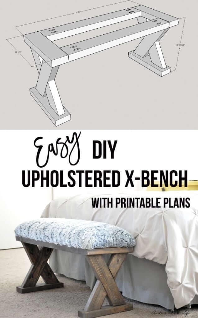 DIY Upholstered X Bench