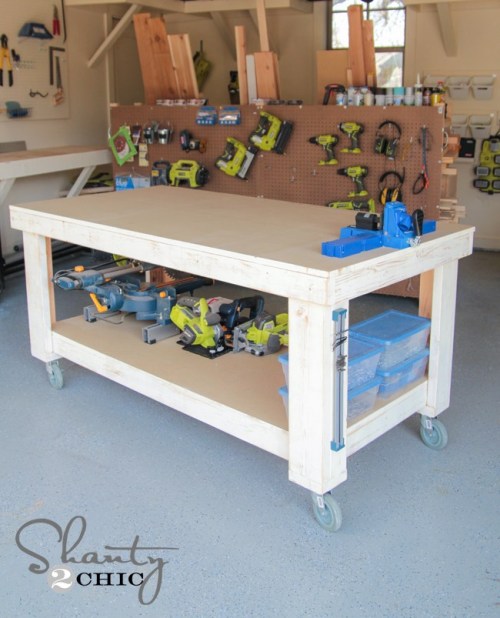 Two-Frame Workbench With Casters