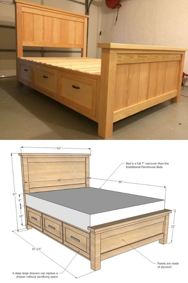 Farmhouse Storage Bed With Drawers