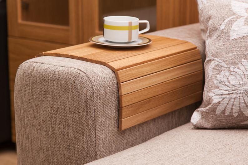 Natural Oak Sofa Side Tray Table