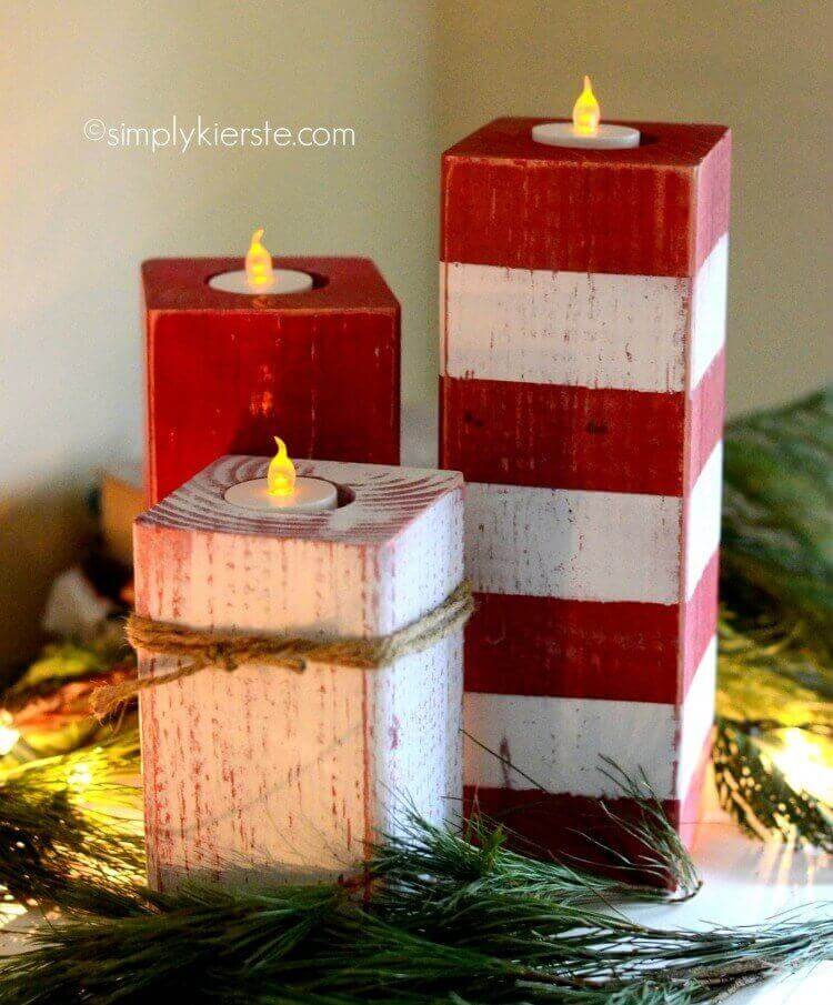 Peppermint Striped Candlesticks