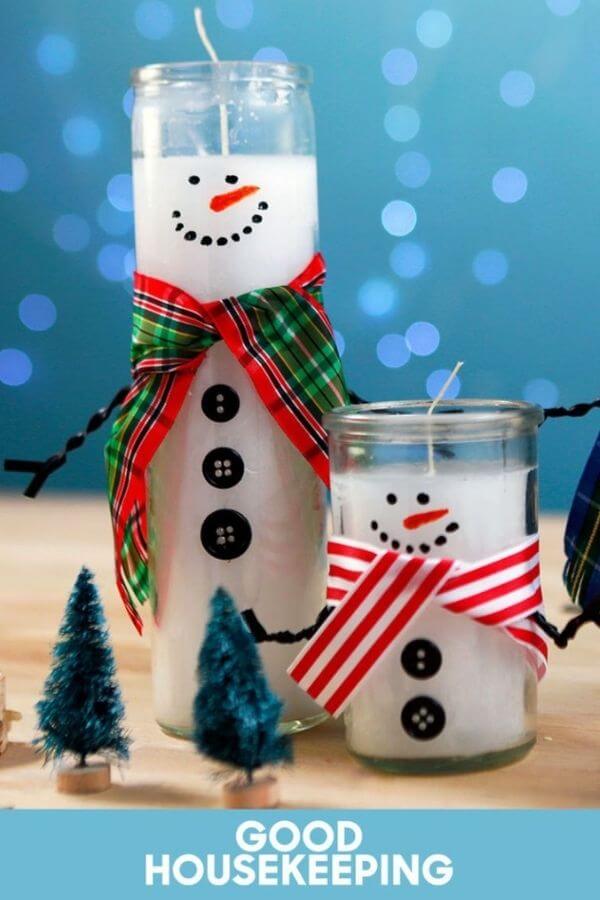 Dollar Store Snowman Candles