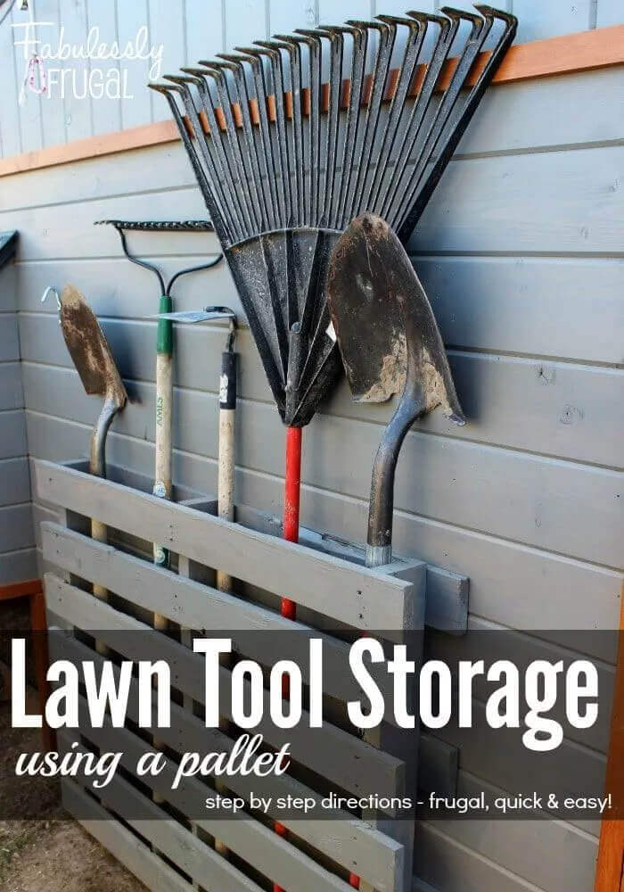 Lawn Tool Storage With A Pallet