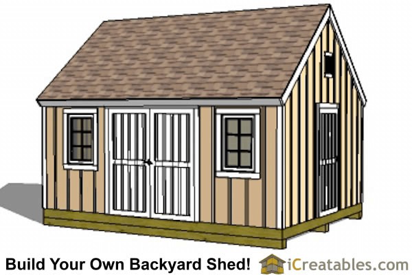 12x16 Colonial Large Shed Plan