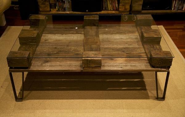 Glass Top Pallet Coffee Table