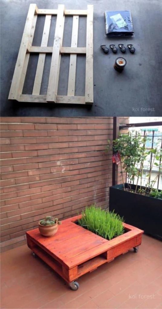 Pallet Coffee Table With Mini Garden