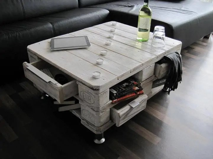 Vintage Pallet Coffee Table with Drawers