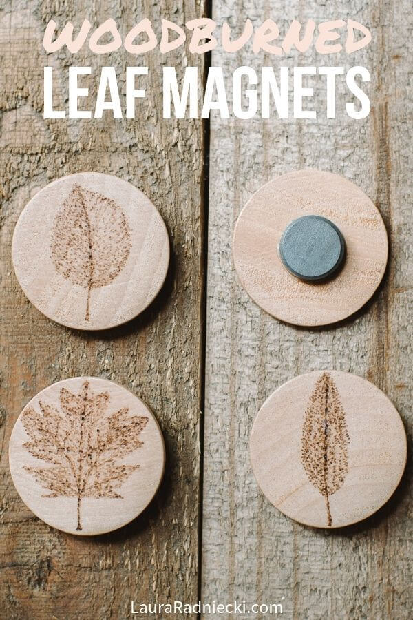 Wood Burned Leaf Magnets
