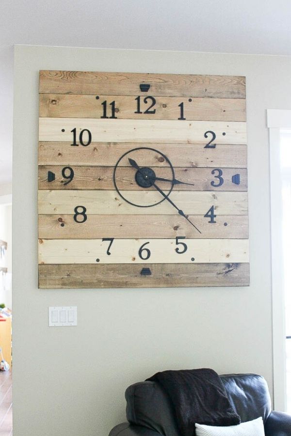 Square Rustic Wood Plank Clock