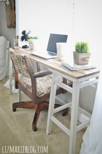 DIY Barstool Desk By Liz Marie Blog