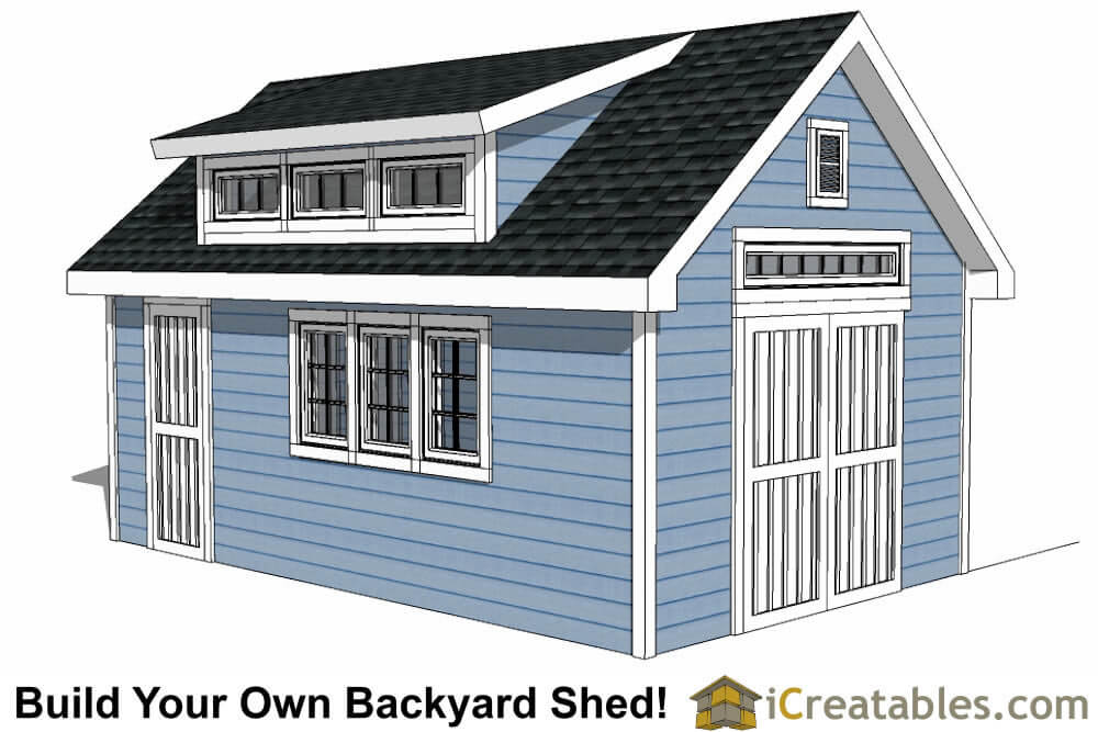 12x20 Dormer Roof Shed Plan