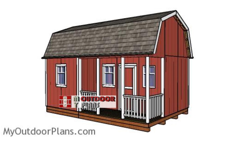 12×20 Barn Shed With Side Porch