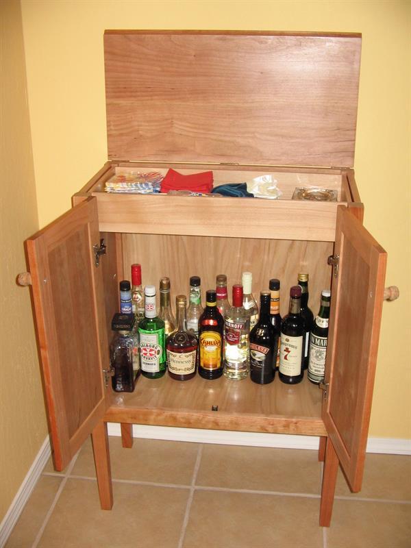 Contemporary Cherry Liquor Cabinet